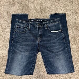 American Eagle Outfitters Men's Dark Blue Slim Straight Jeans